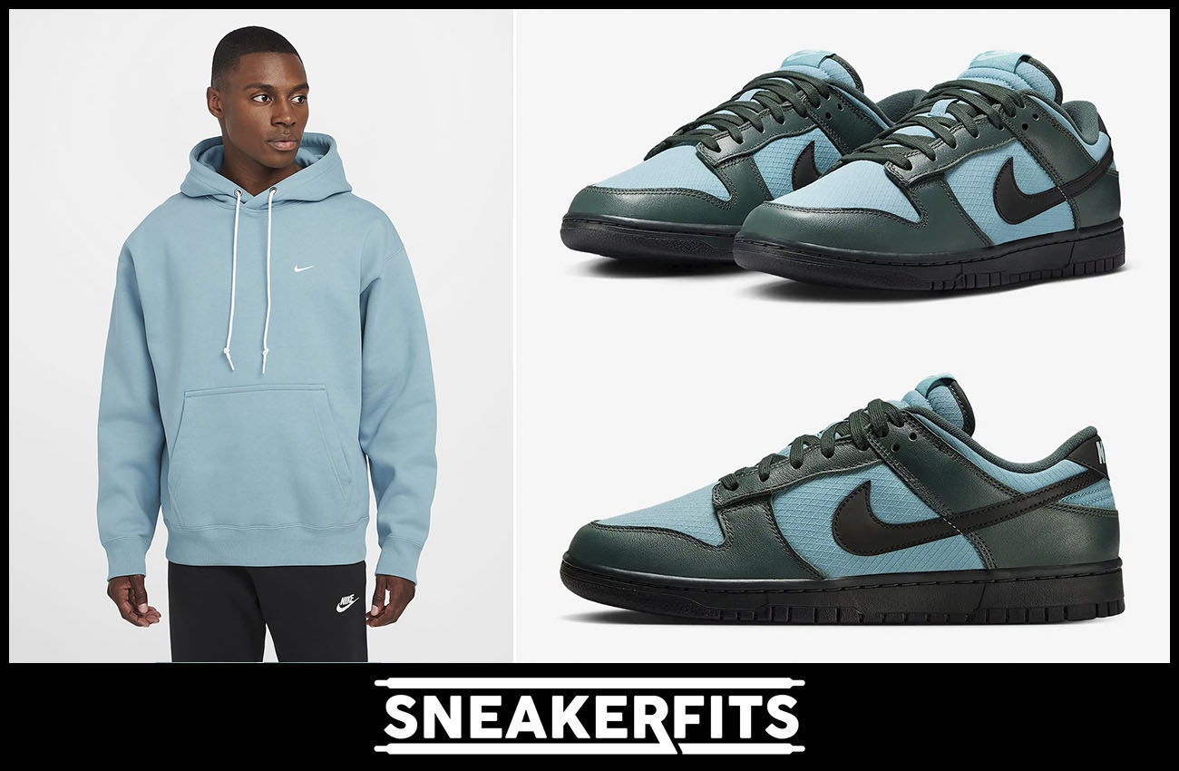 Nike Dunk low Denim Turquoise Vintage Green Hoodie Outfit