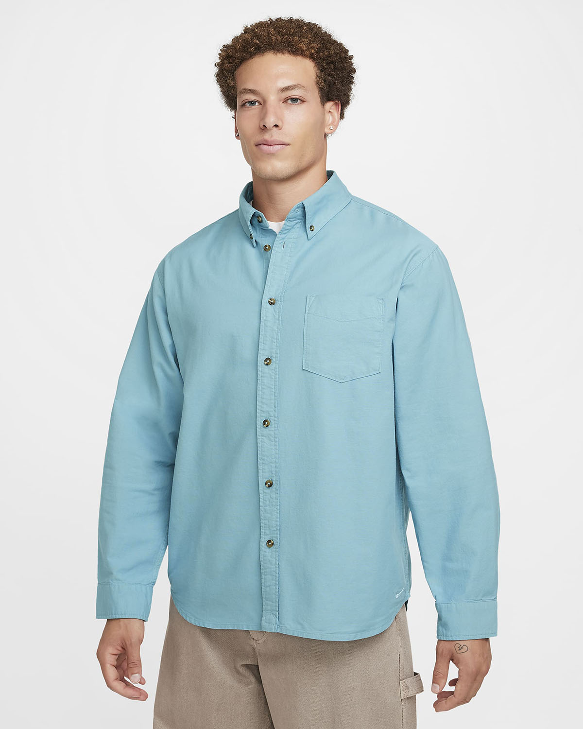 Nike Life Oxford Button Down Shirt Denim Turquoise