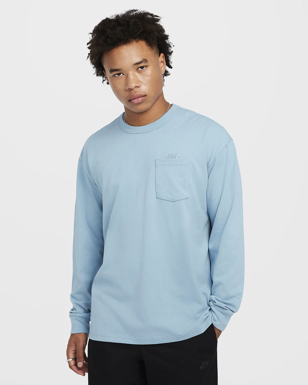 Nike Premium Essentials Long Sleeve Pocket T-Shirt Denim Turquoise