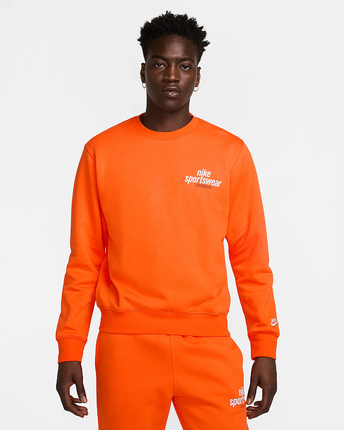 Nike Sportswear Club Fleece Crew Sweatshirt Safety Orange