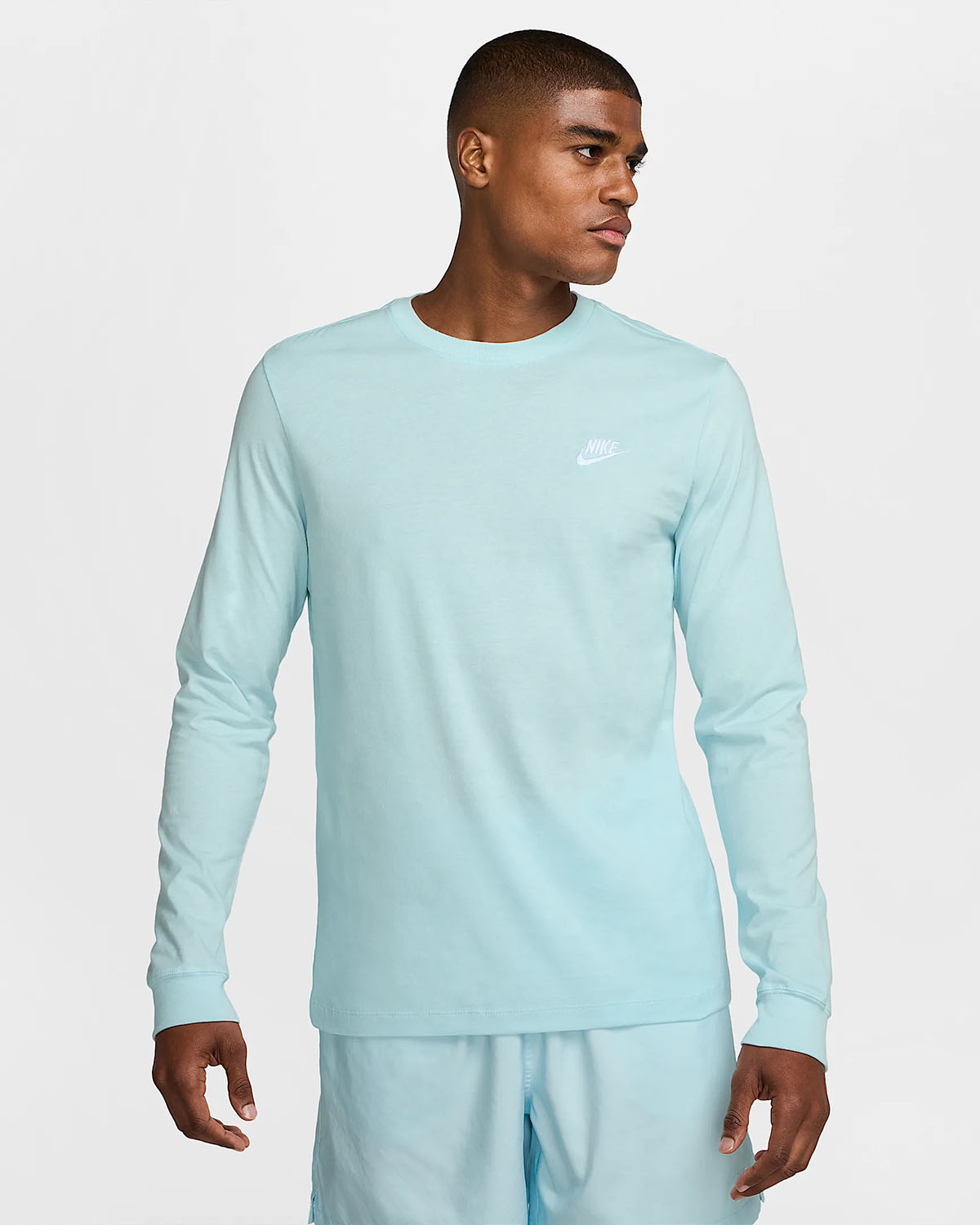 Nike Sportswear Club Long Sleeve T Shirt Glacier Blue