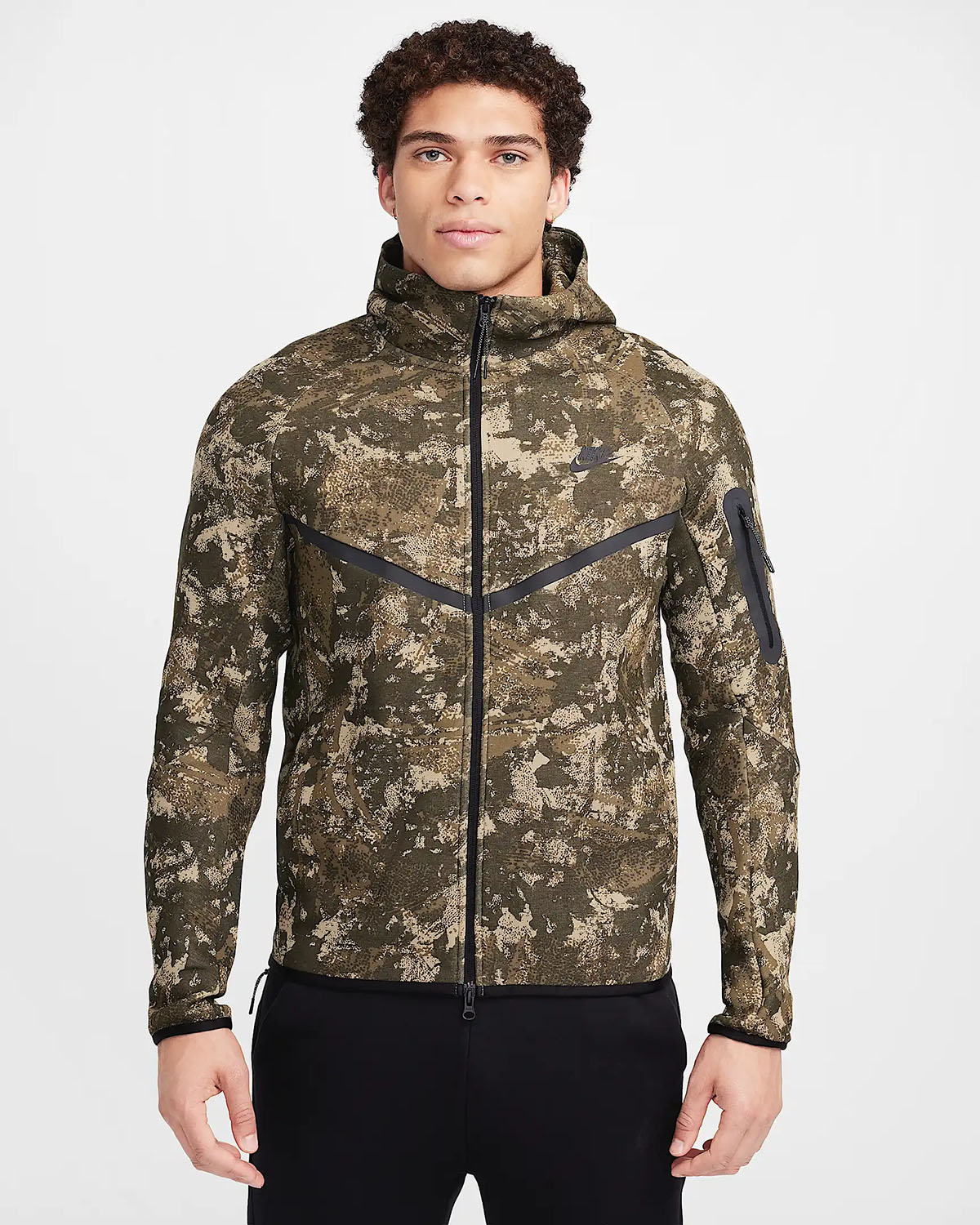 Nike Tech Fleece Full Zip Camo Hoodie Neutral Olive Medium Olive