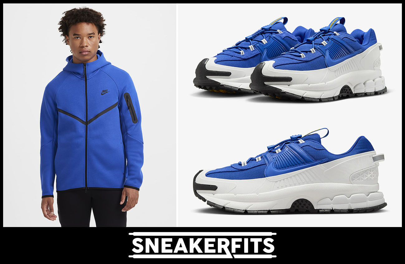 Nike Zoom Vomero Roam Racer Blue Summit White Shoes Tech Fleece Hoodie and Pants Matching Outfit