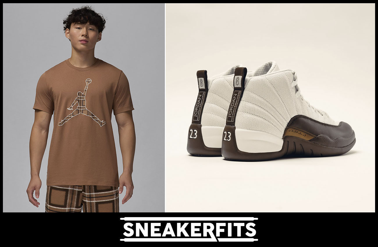 SoleFly Air Jordan 12 Cafecito Baroque Brown Shirt Outfit
