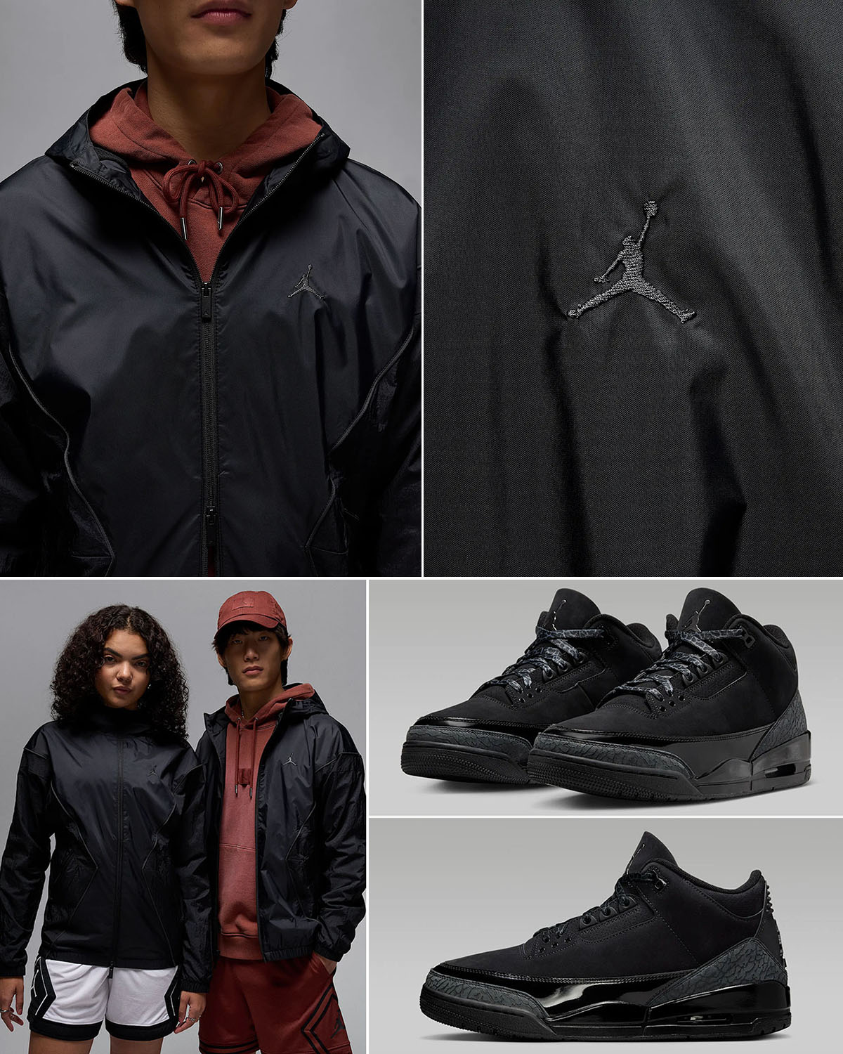 Air Jordan 3 Black Cat 2025 Shoes and Jacket