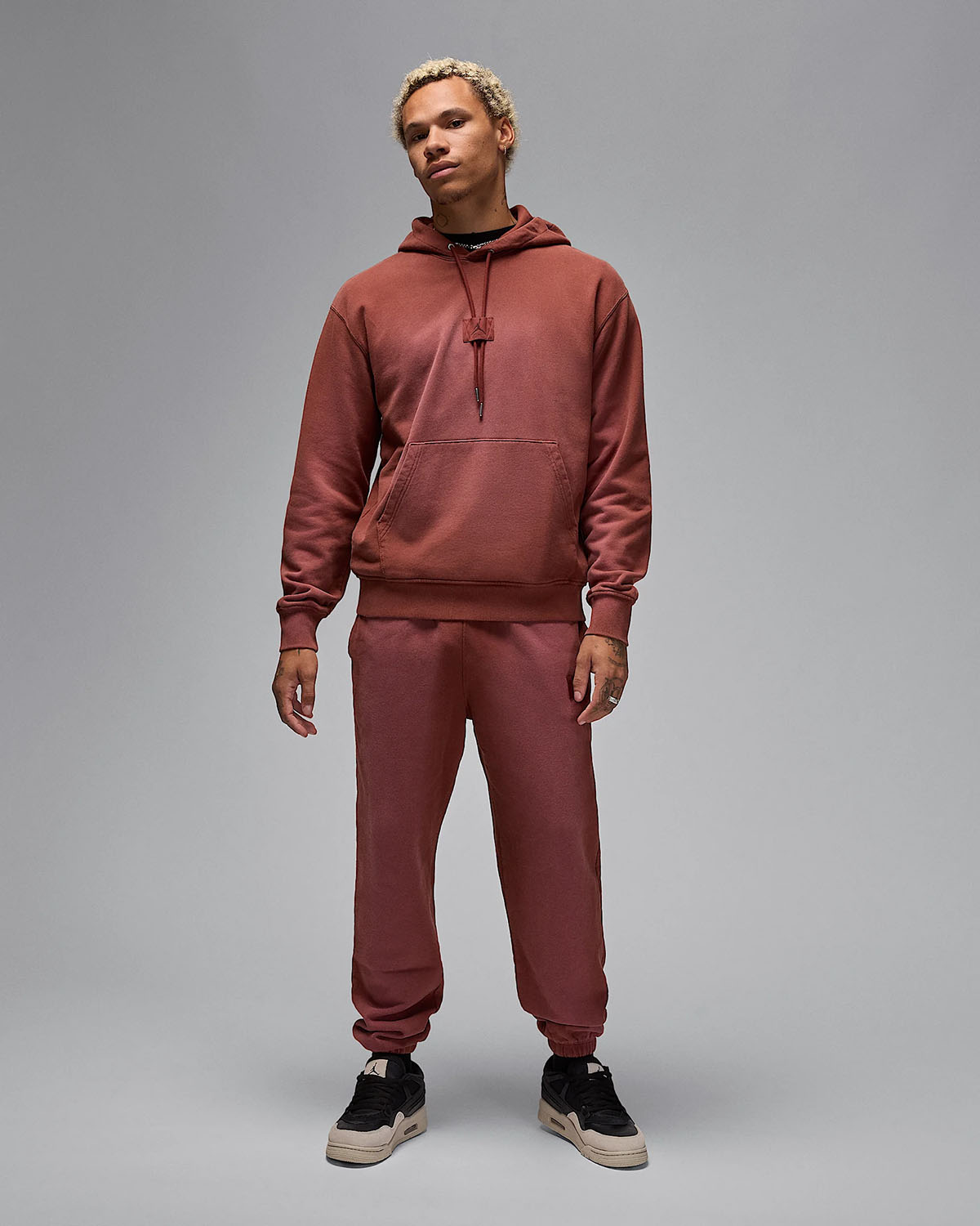 Jordan Flight Fleece Mens Pullover Hoodie and Pants Dark Pony Outfit