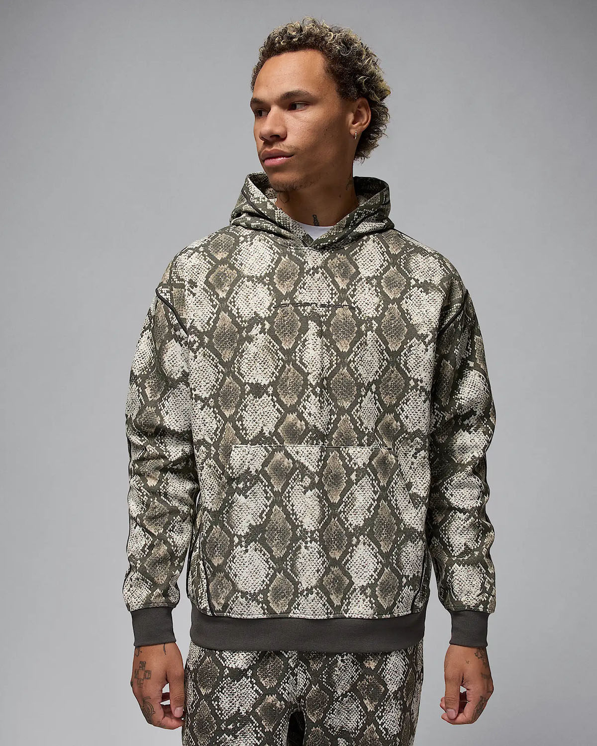 Jordan Sport Hoop Fleece Mens Printed Pullover Hoodie Snakeskin 1