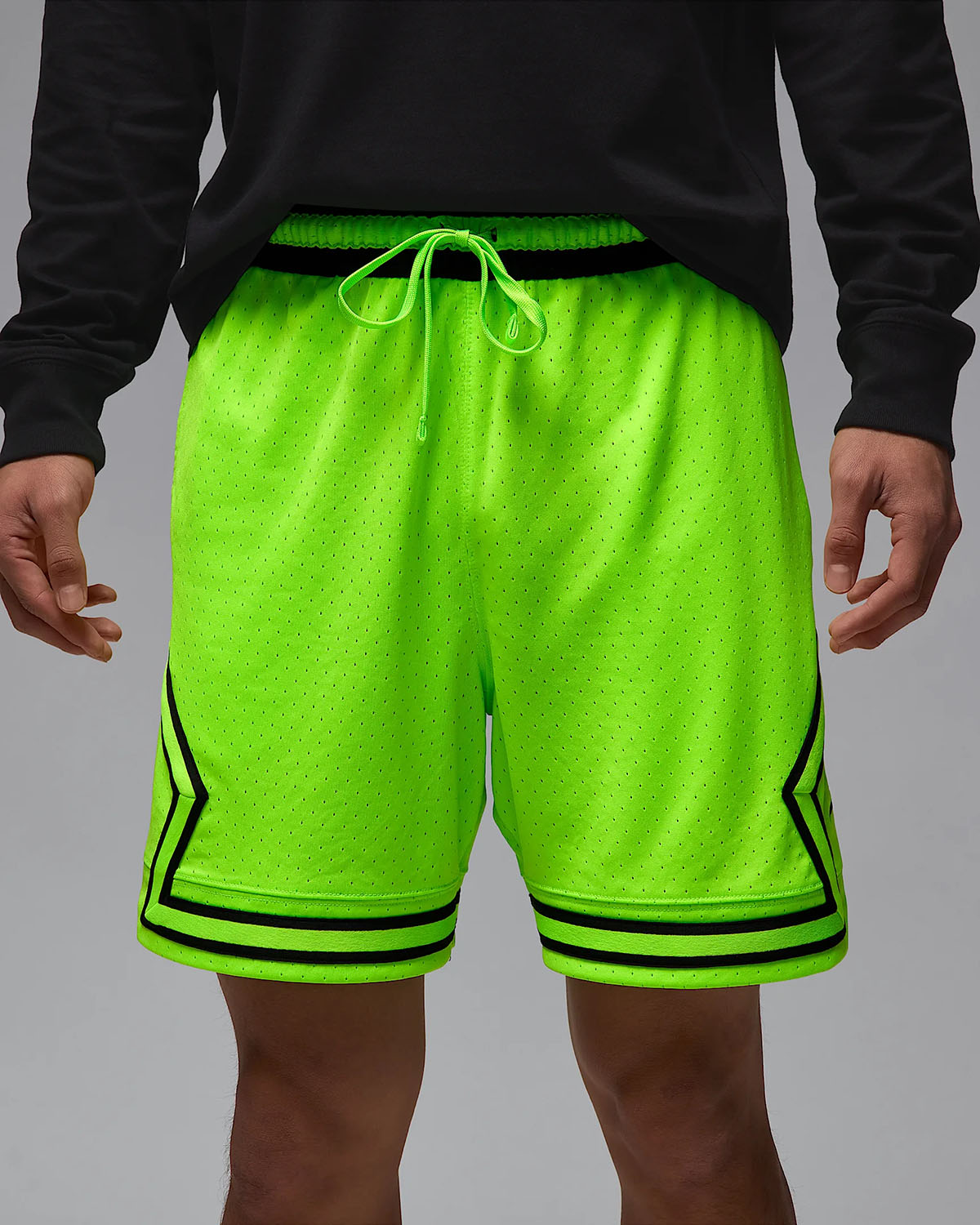 Jordan Sport Mens Dri Fit Mesh Diamond Shorts Electric Green Black 1