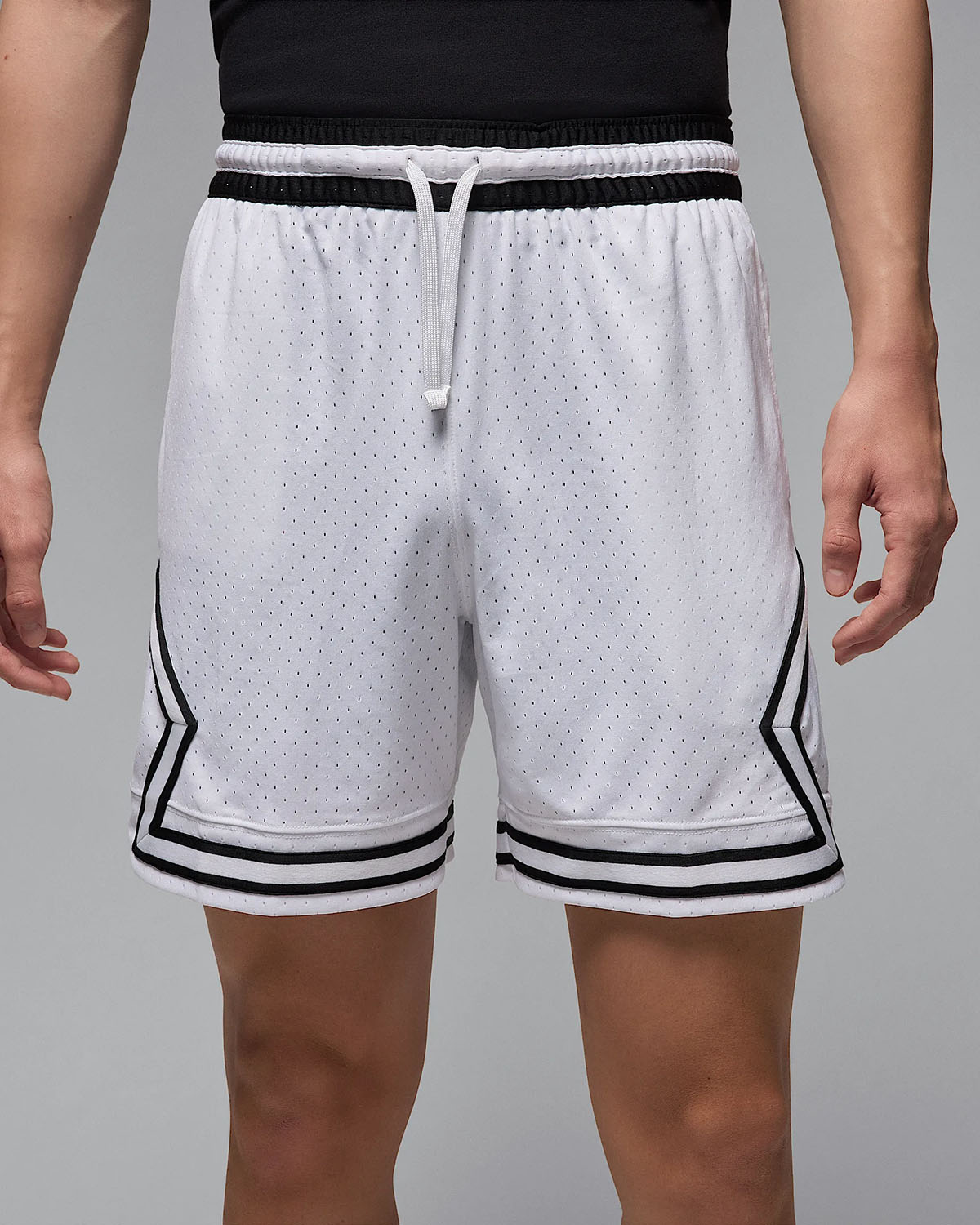 Jordan Sport Mens Mesh Diamond Shorts White Black 1