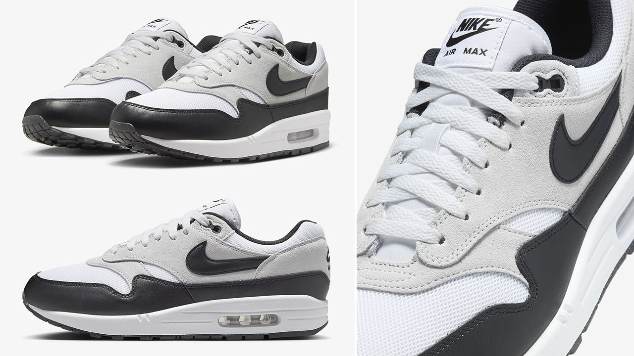 Nike Air Max 1 White Pure Platinum Black Mens Sneakers