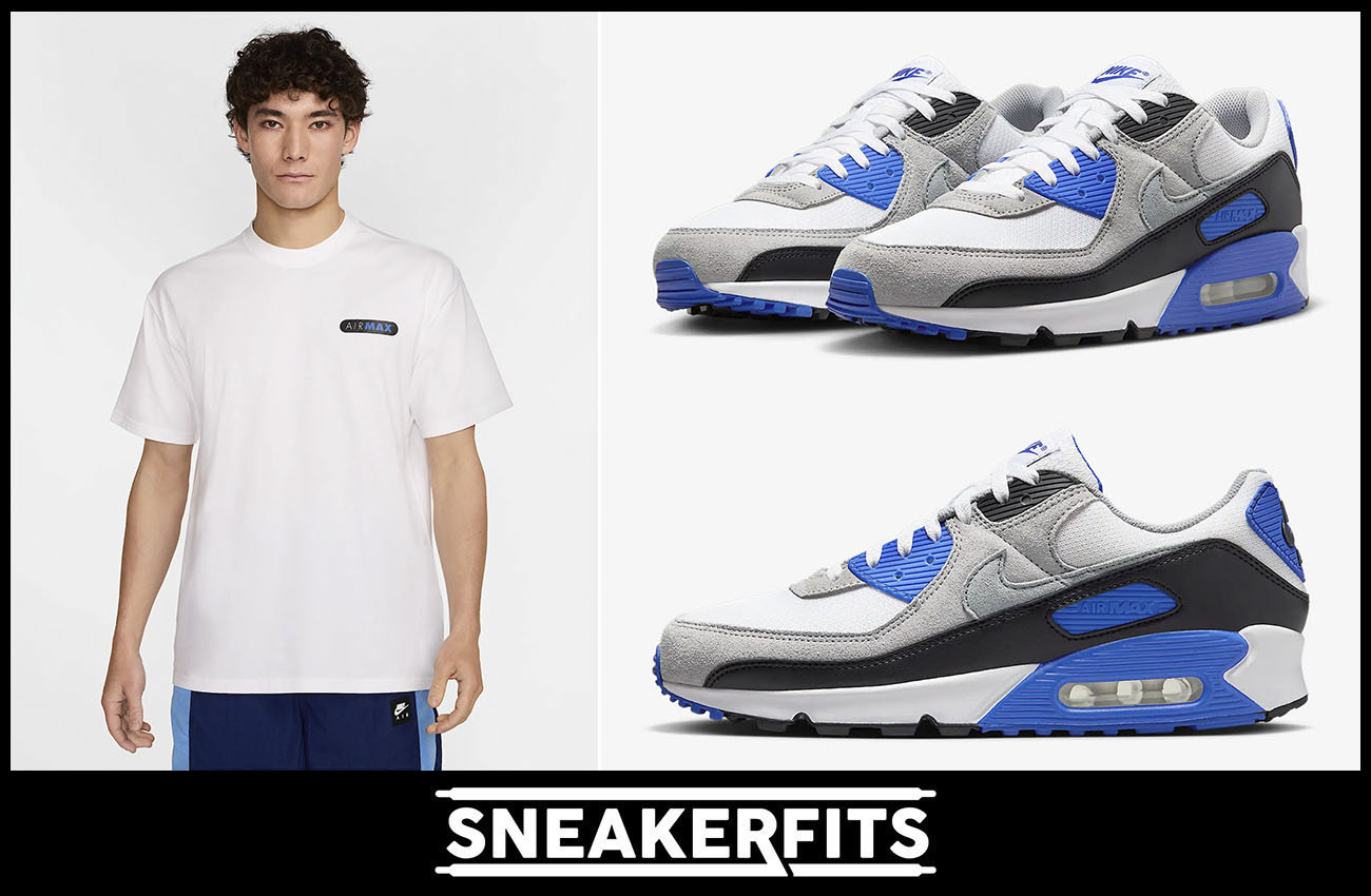 Nike nike air max snake print for sale on ebay store White Light Smoke Grey Royal Mens Shoes and Nike Sportswear Max 90 T Shirt Outfit