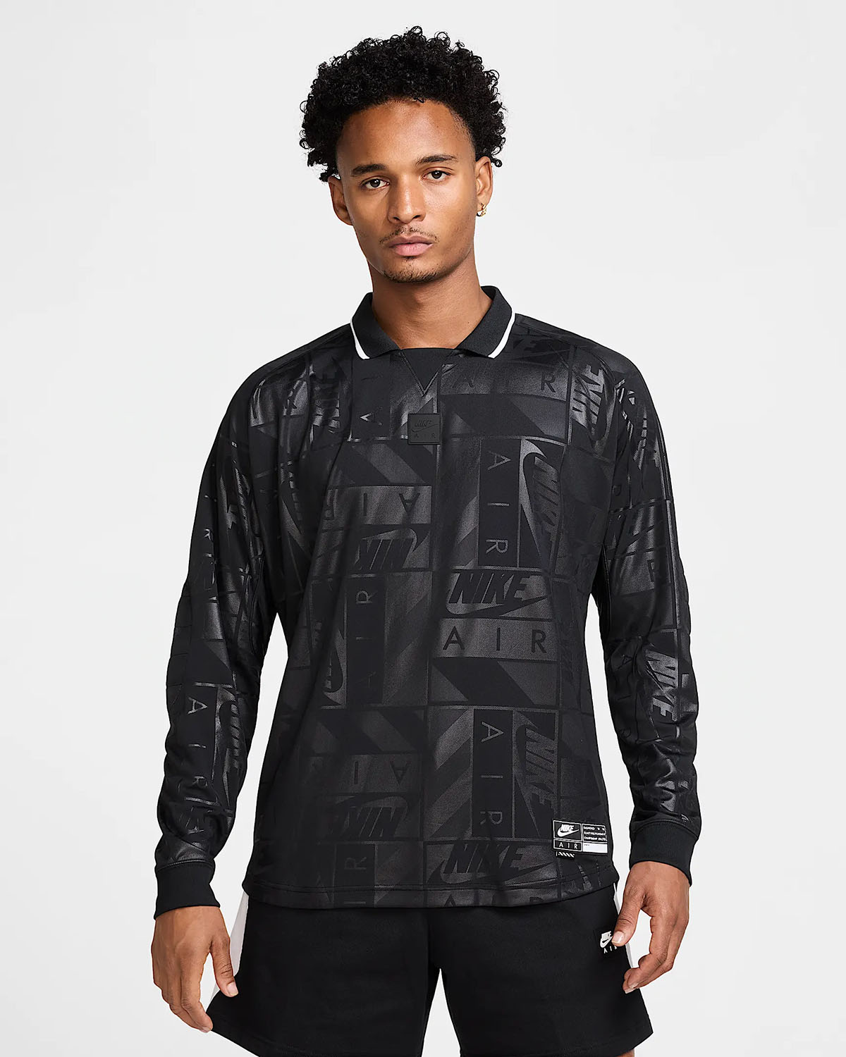 Nike Air Mens Long Sleeved Jersey Shirt Black White 1