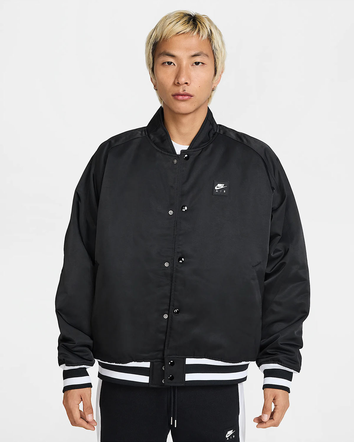 Nike Air Mens Varsity Jacket Black White 1