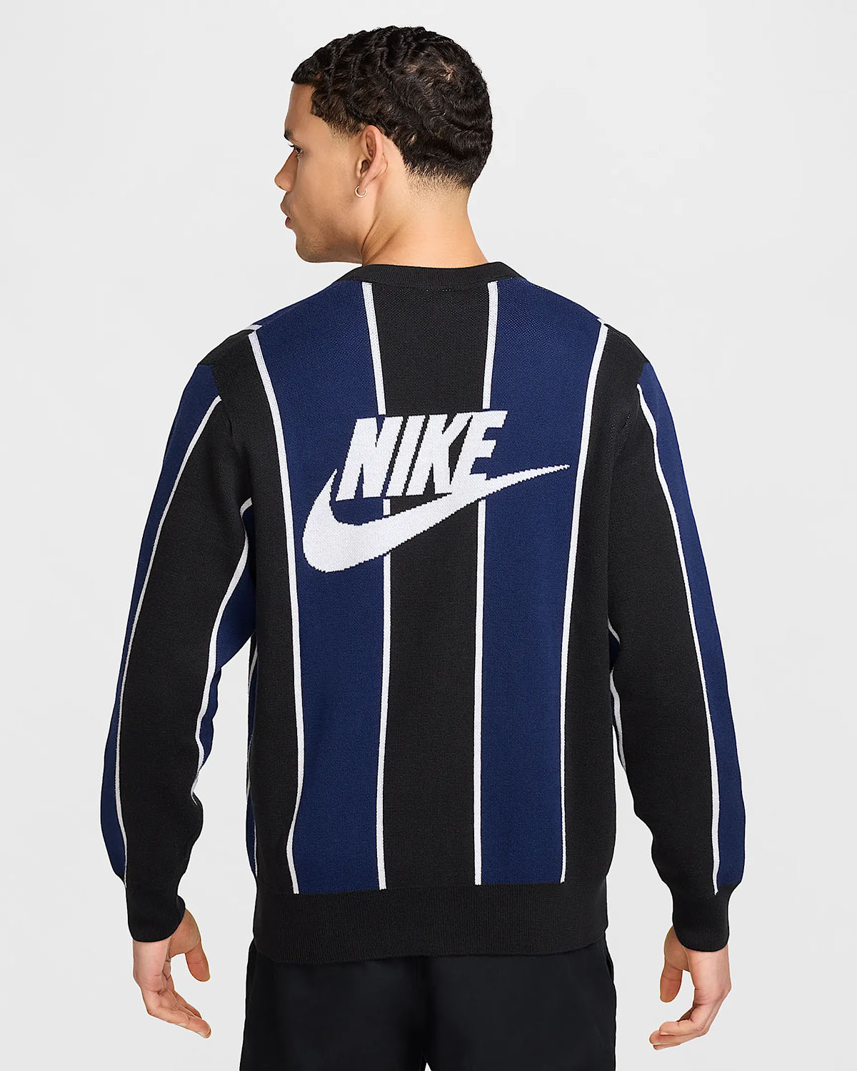 Nike Club Mens Fairway Stripe Sweater Black Midnight Navy White 2