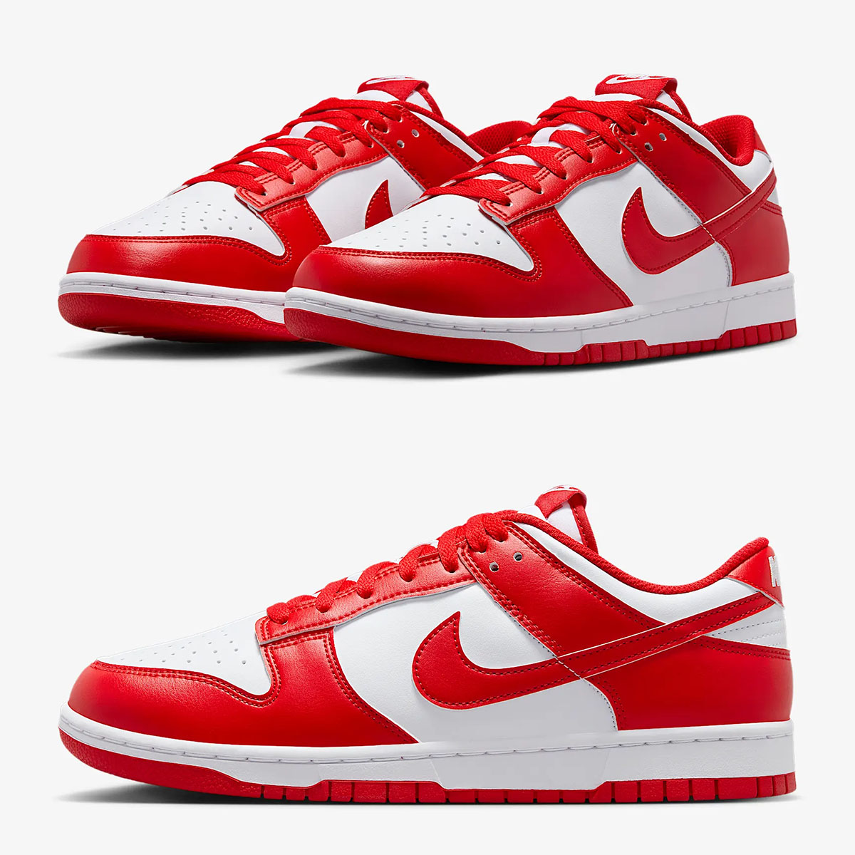 Nike Dunk Low White University Red Mens Shoes