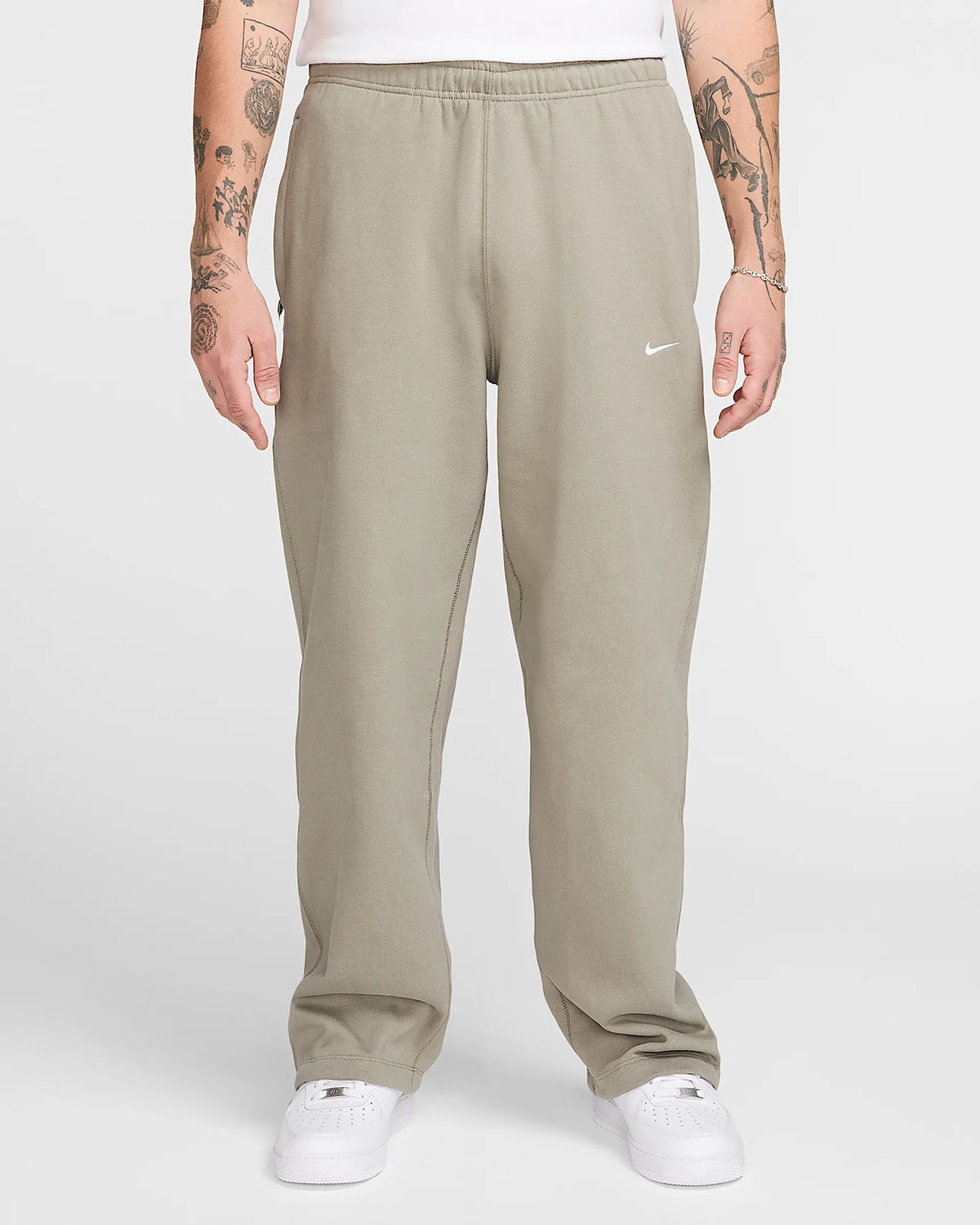 Nike Solo Swoosh Mens Open Hem Fleece Pants Light Army