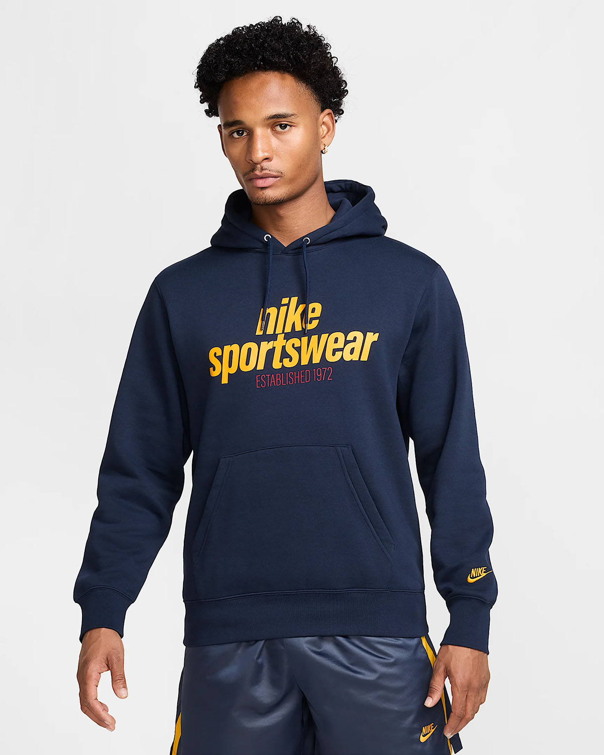 Nike Sportswear Club Fleece Mens Pullover Hoodie Obsidian University Gold