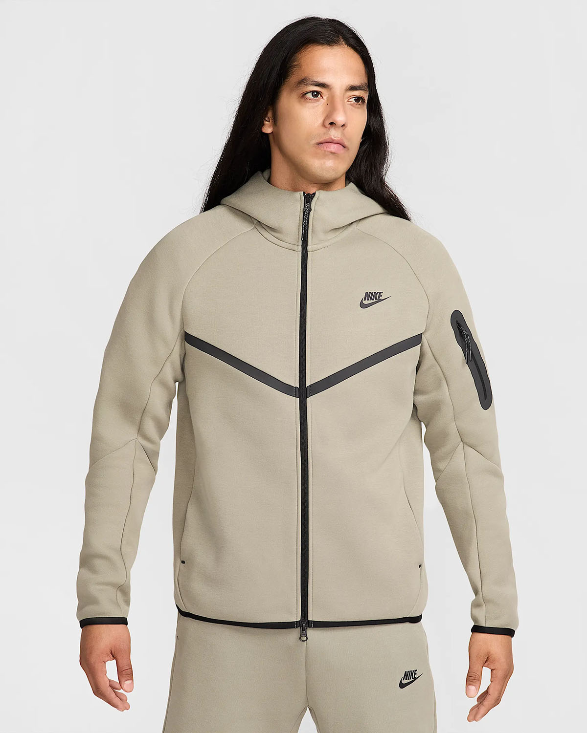 Nike Tech Fleece Mens Full Zip Windrunner Hoodie Light Army