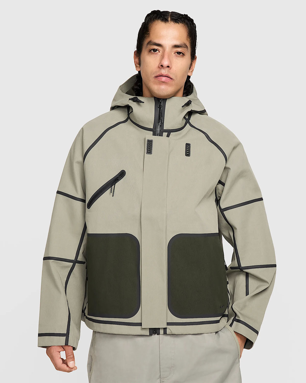 Nike Tech Mens Hooded Rain Jacket Light Army