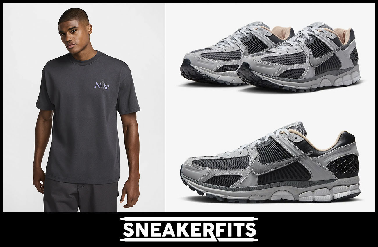 Nike Zoom Vomero 5 Dark Smoke Grey Light Smoke Grey Mens Shoes and Nike T Shirt Outfit