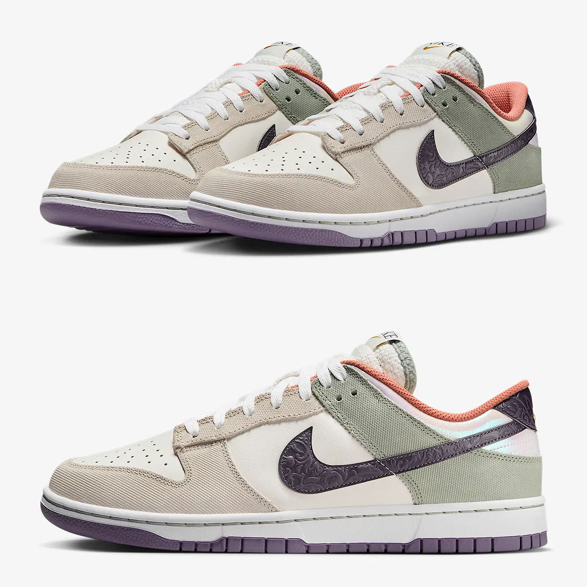 Nike Dunk Low NOLA Floral Swoosh Sneakers Mens Shoes