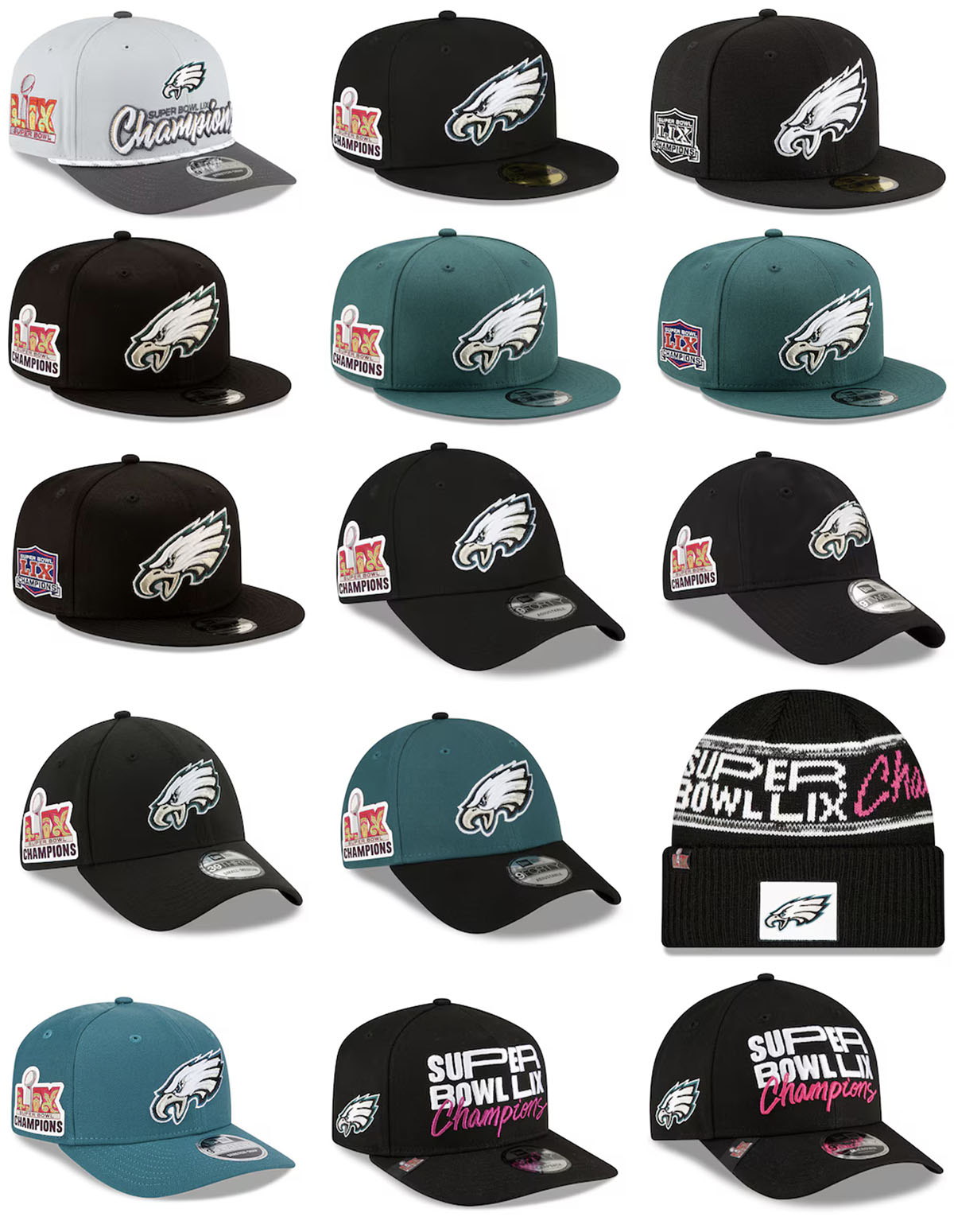 Philadelphia Eagles Super Bowl LIX Champions Hats New Era Caps
