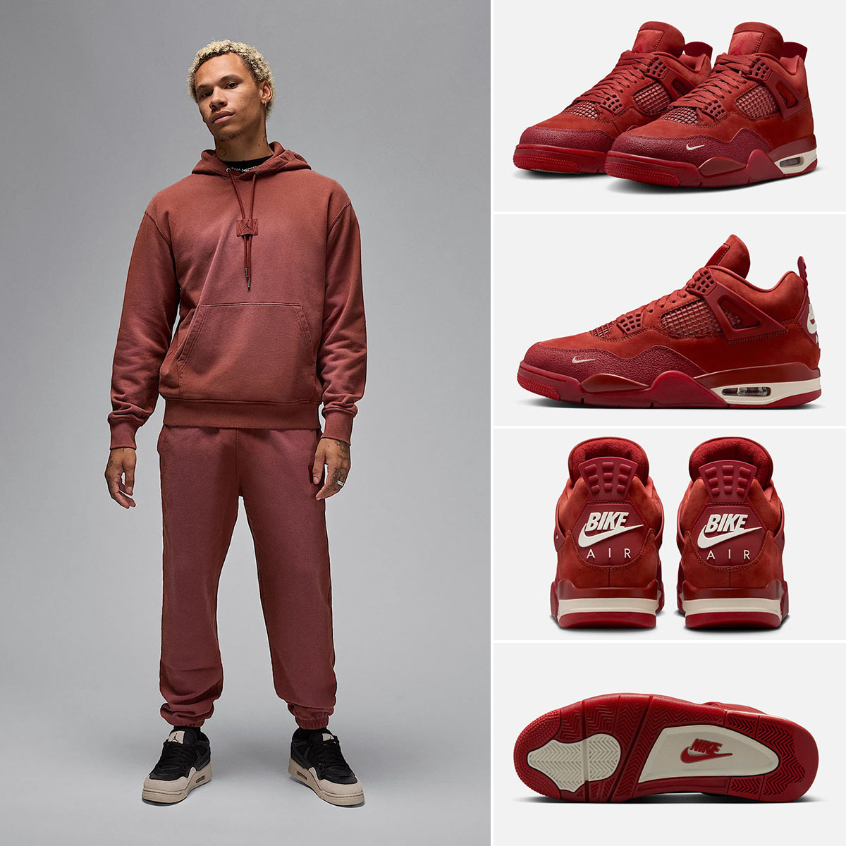 Air Jordan 4 Nigel Brick by Brick Sneakers x Jordan Flight Fleece Hoodie and Pants Outfit