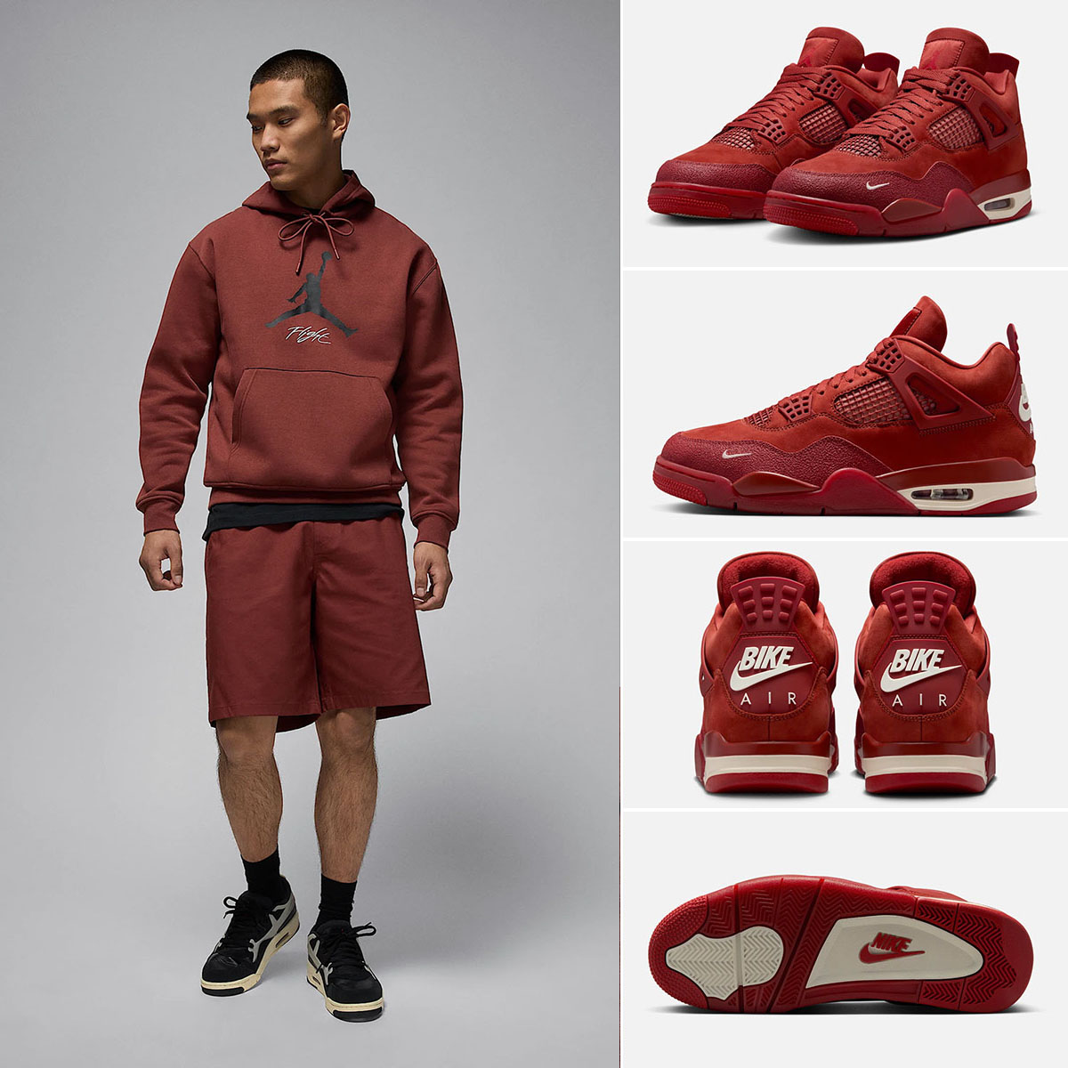 Air Jordan 4 Nigel Brick by Brick Sneakers x Jordan Hoodie and Shorts Outfit