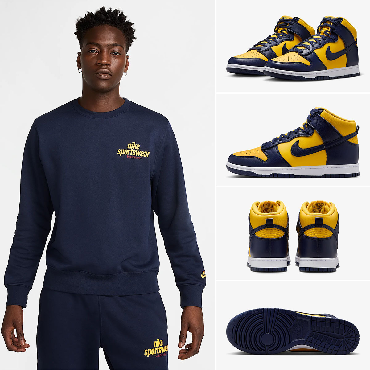 Nike Hbr Cargo Fit Set Sneakers and Nike Club Fleece Sweatshirt and Pants Outfit