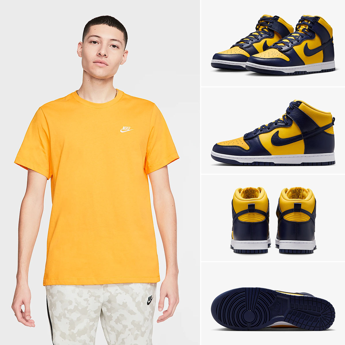 Nike Dunk High Michigan 2025 Sneakers and Nike Club T Shirt Outfit