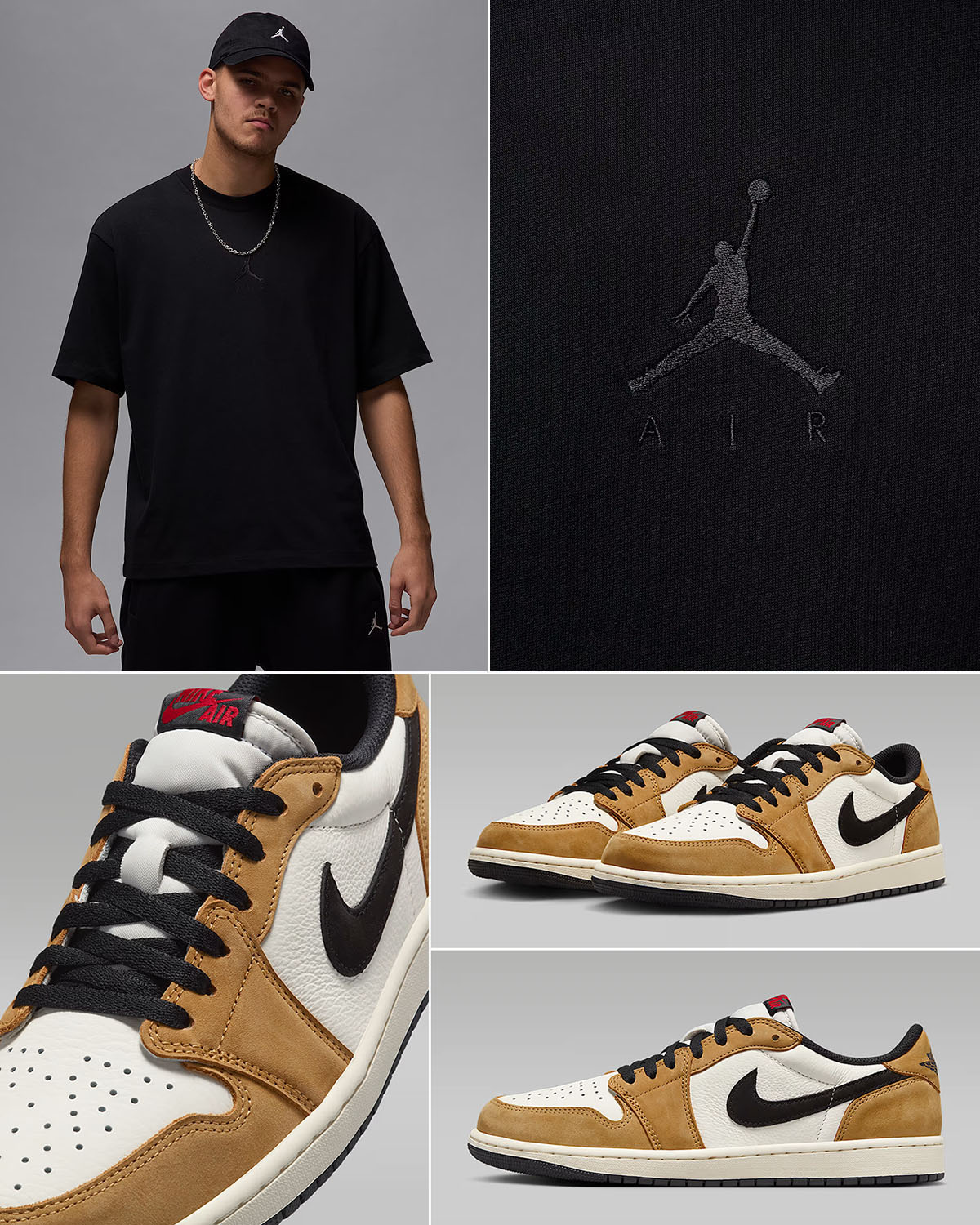 Air Jordan 1 Low OG Rookie of the Year x Jordan Brooklyn Oversized Black T Shirt Outfit