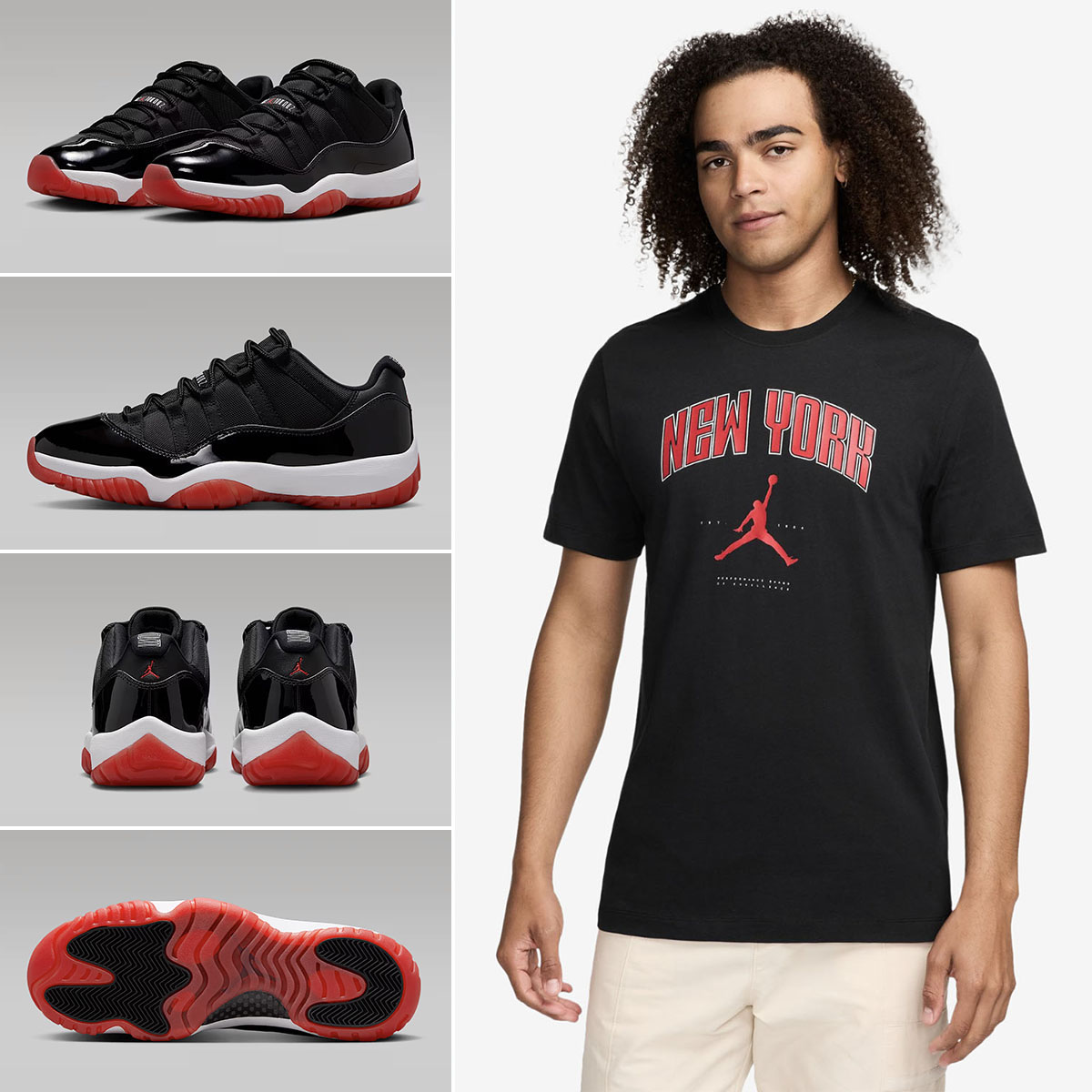 Air Jordan 11 Low Bred 2025 Sneakers x Jordan New York City Black Red T Shirt Outfit