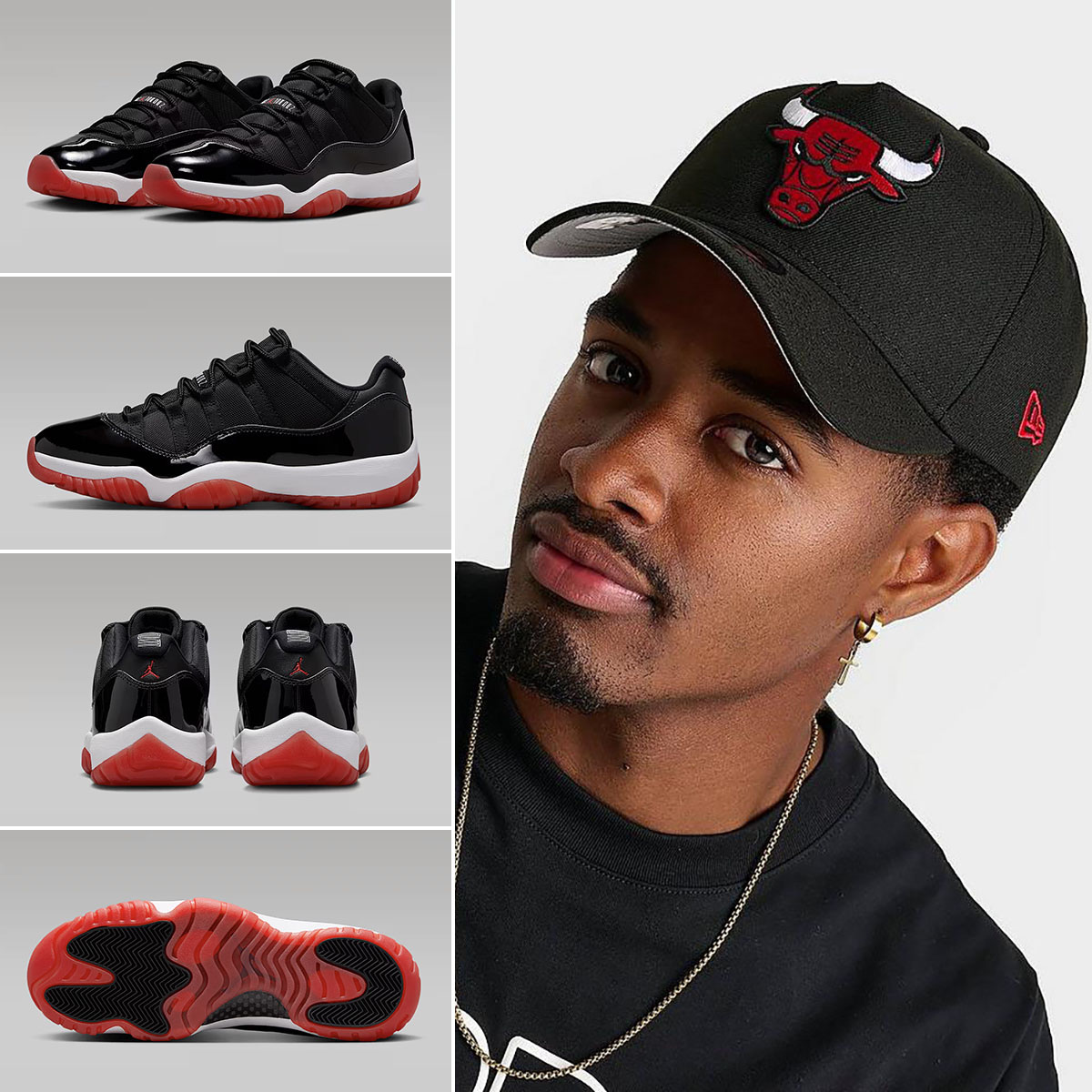 Air Jordan 11 Low Bred 2025 Sneakers x New Era Chicago Bulls A Frame Hat