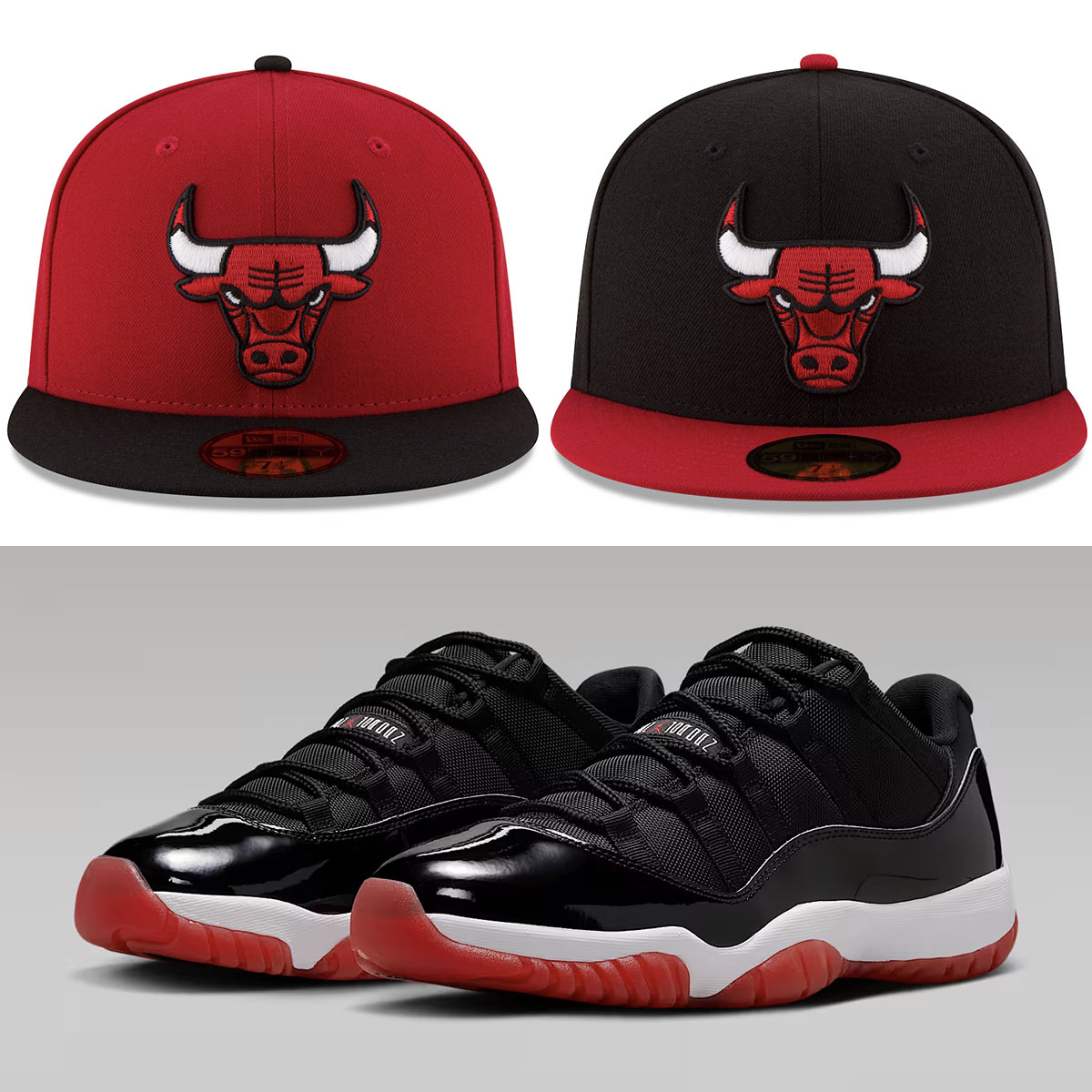 Air Jordan 11 Low Bred Bulls Hats