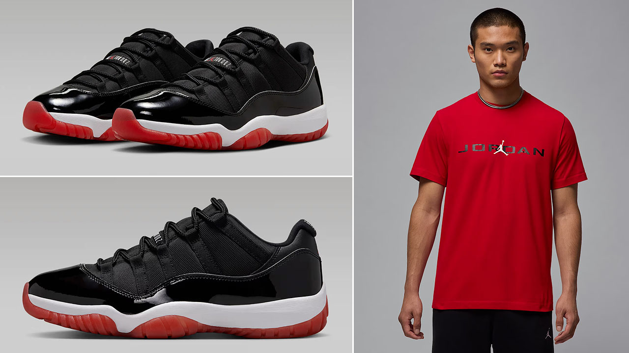 Air Jordan 11 Low Bred x Jordan Air Red T Shirt Outfit