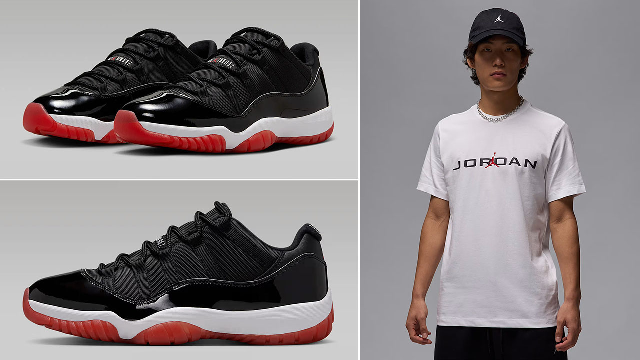 Air Jordan 11 Low Bred x Jordan Air White T Shirt Outfit