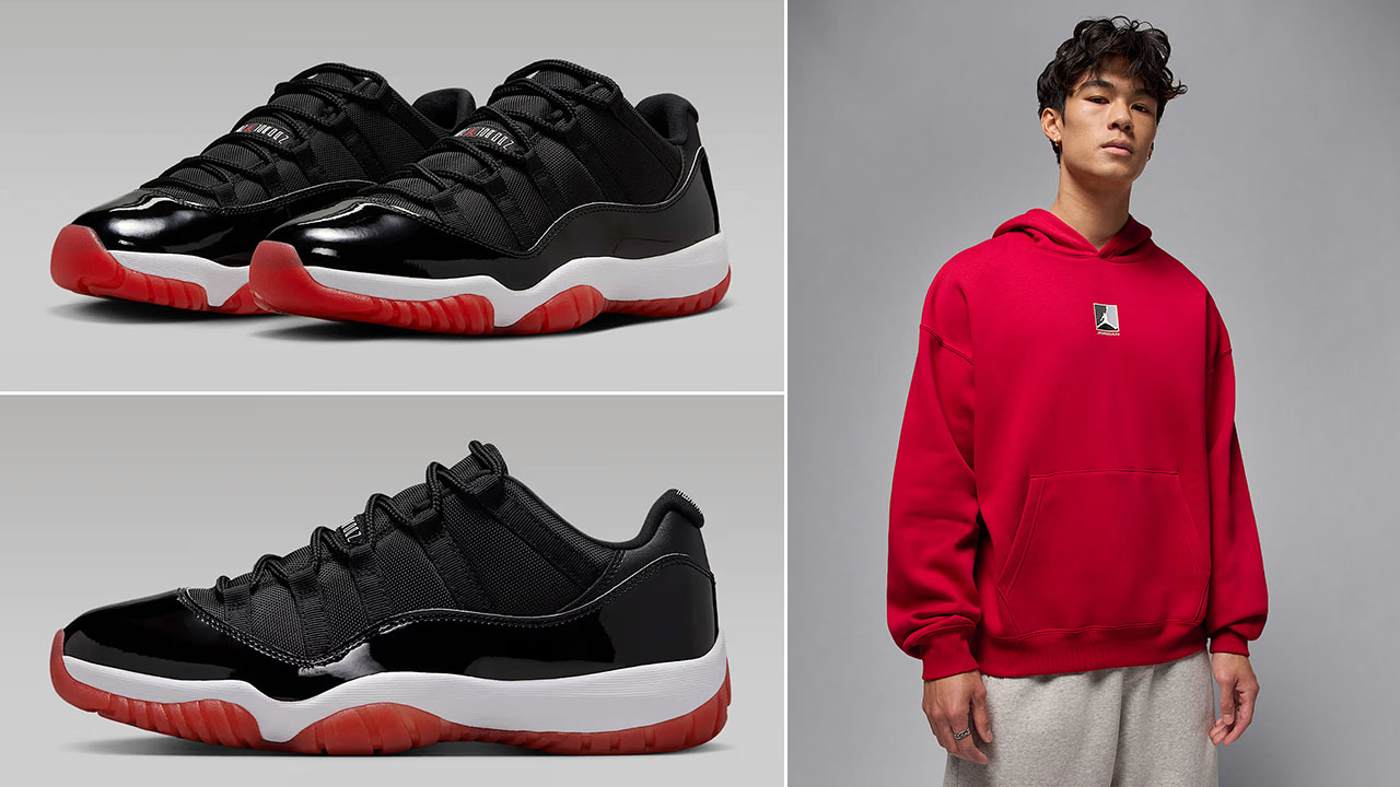 Air Jordan 11 Low Bred x Jordan Brooklyn Graphic Hoodie Outfit