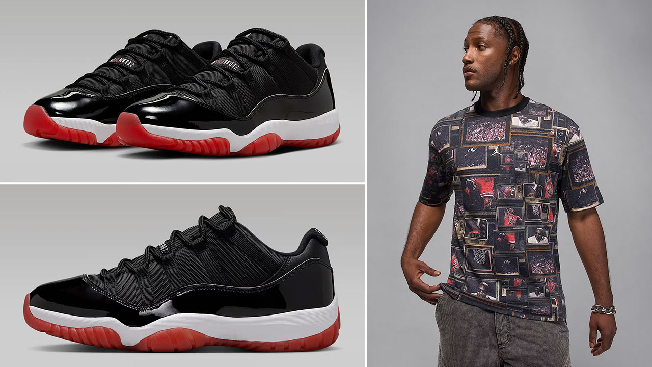 Air Jordan 11 Low Bred x Jordan Brooklyn Printed T Shirt Outfit