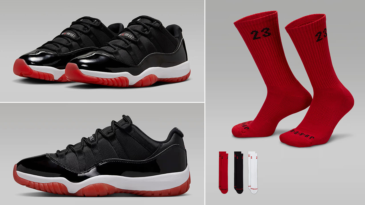 Air Jordan 11 Low Bred x Jordan Essential Crew Socks