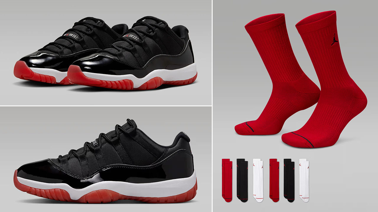 Air Jordan 11 Low Bred x Jordan Everyday Crew Socks
