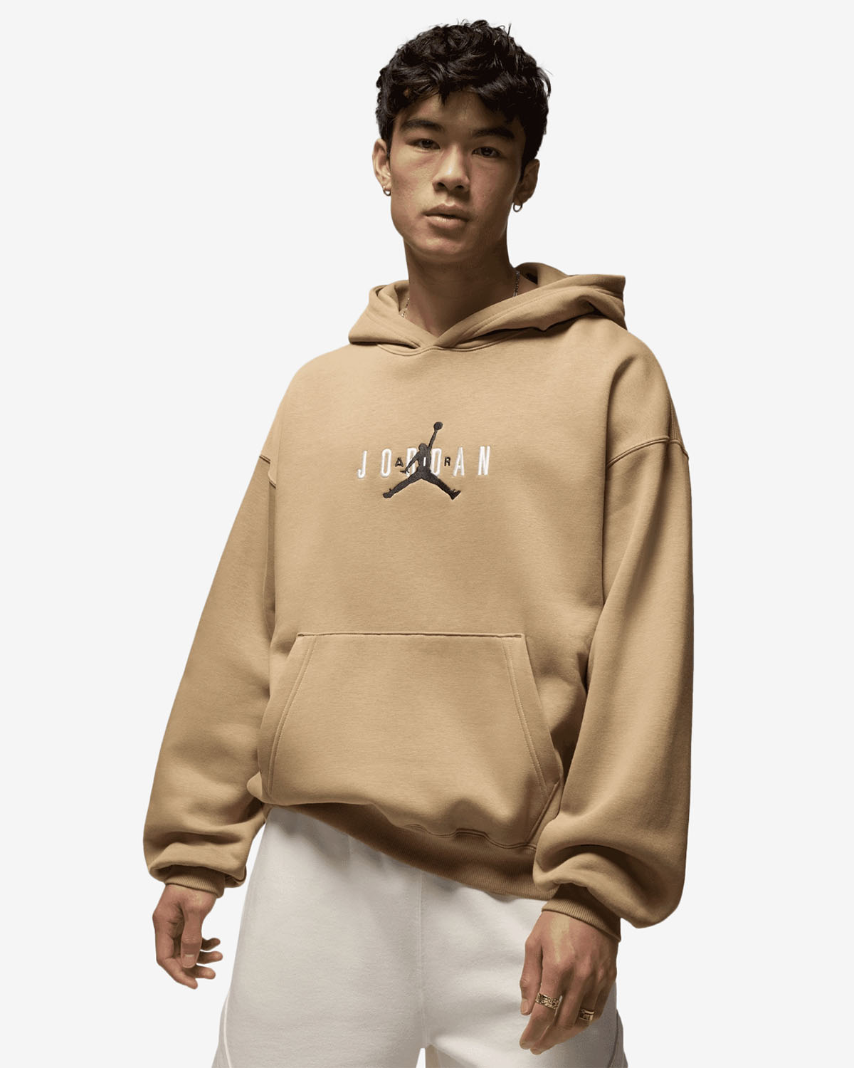 Jordan Brooklyn Fleece Oversized Hoodie Tan 1