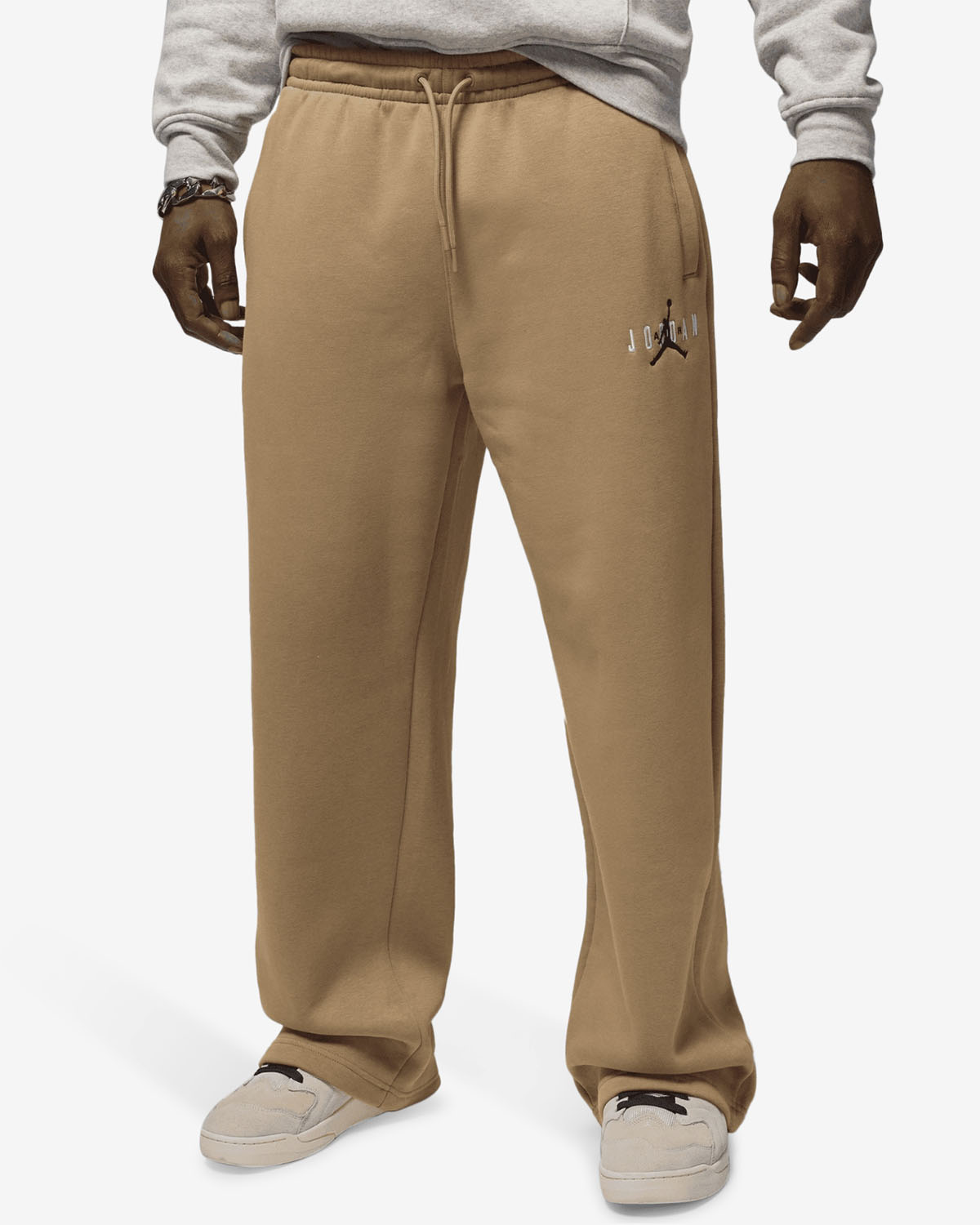 Jordan Brooklyn Fleece Oversized Pants Tan 1