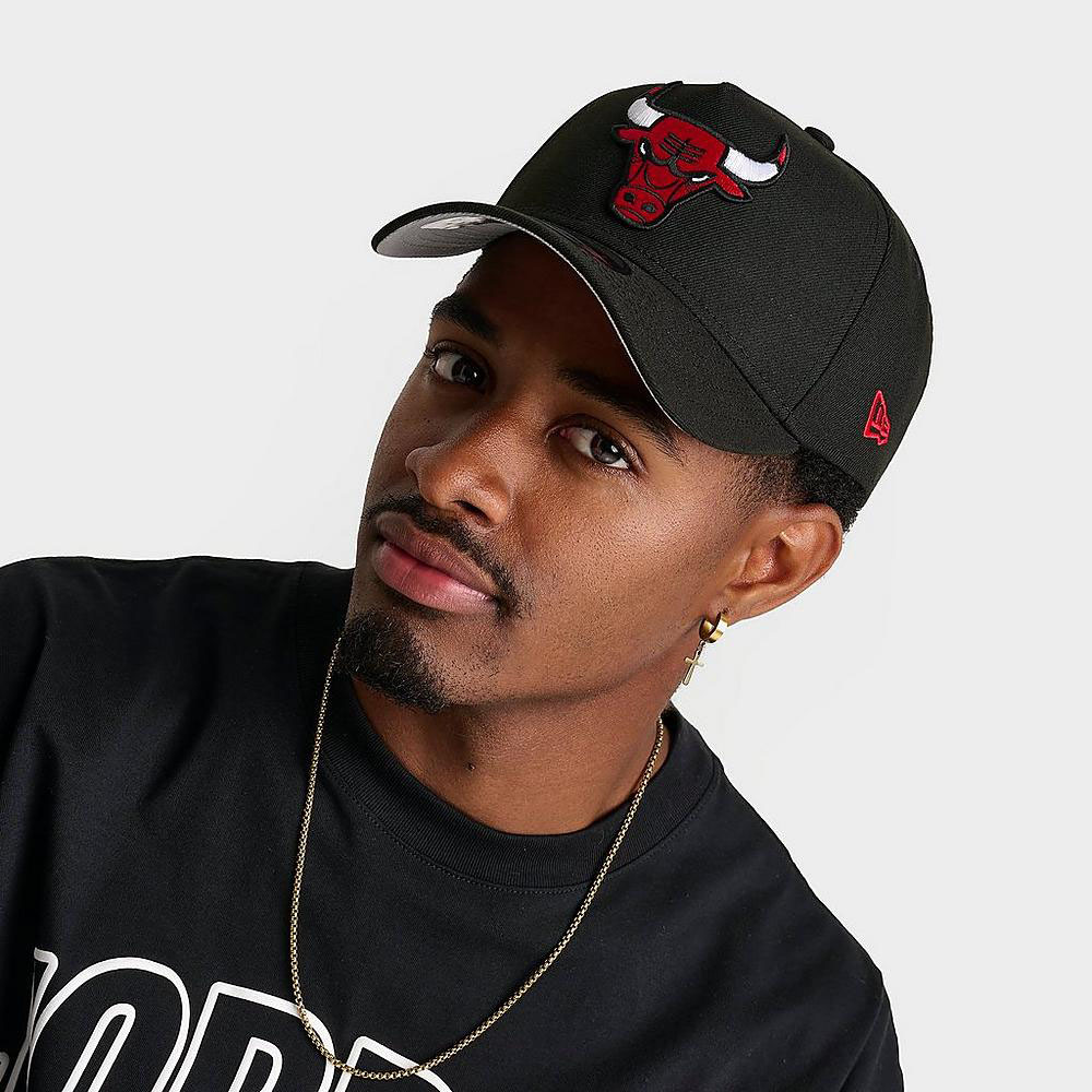 New Era Chicago Bulls A Frame Snapback Hat Black Red 1