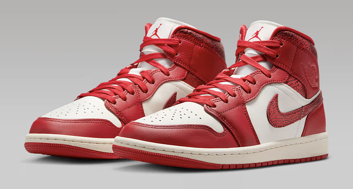Air Jordan 1 Mid Ruby Sail Varsity Red Sneakers 1
