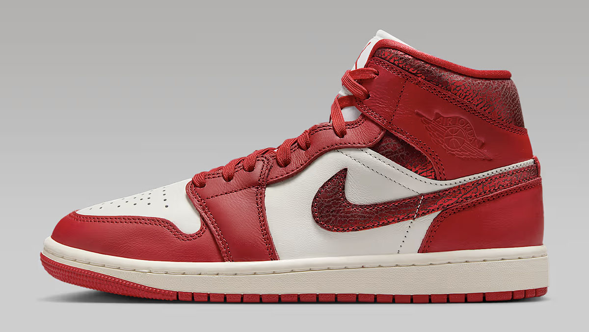 Air Jordan 1 Mid Ruby Sail Varsity Red Sneakers 2
