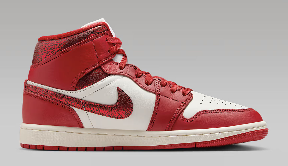 Air Jordan 1 Mid Ruby Sail Varsity Red Sneakers 3