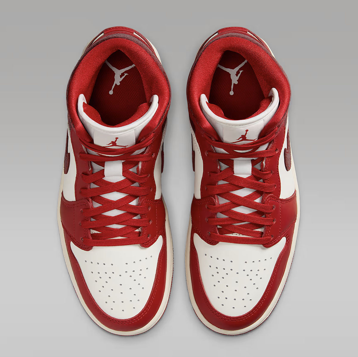 Air Jordan 1 Mid Ruby Sail Varsity Red Sneakers 4