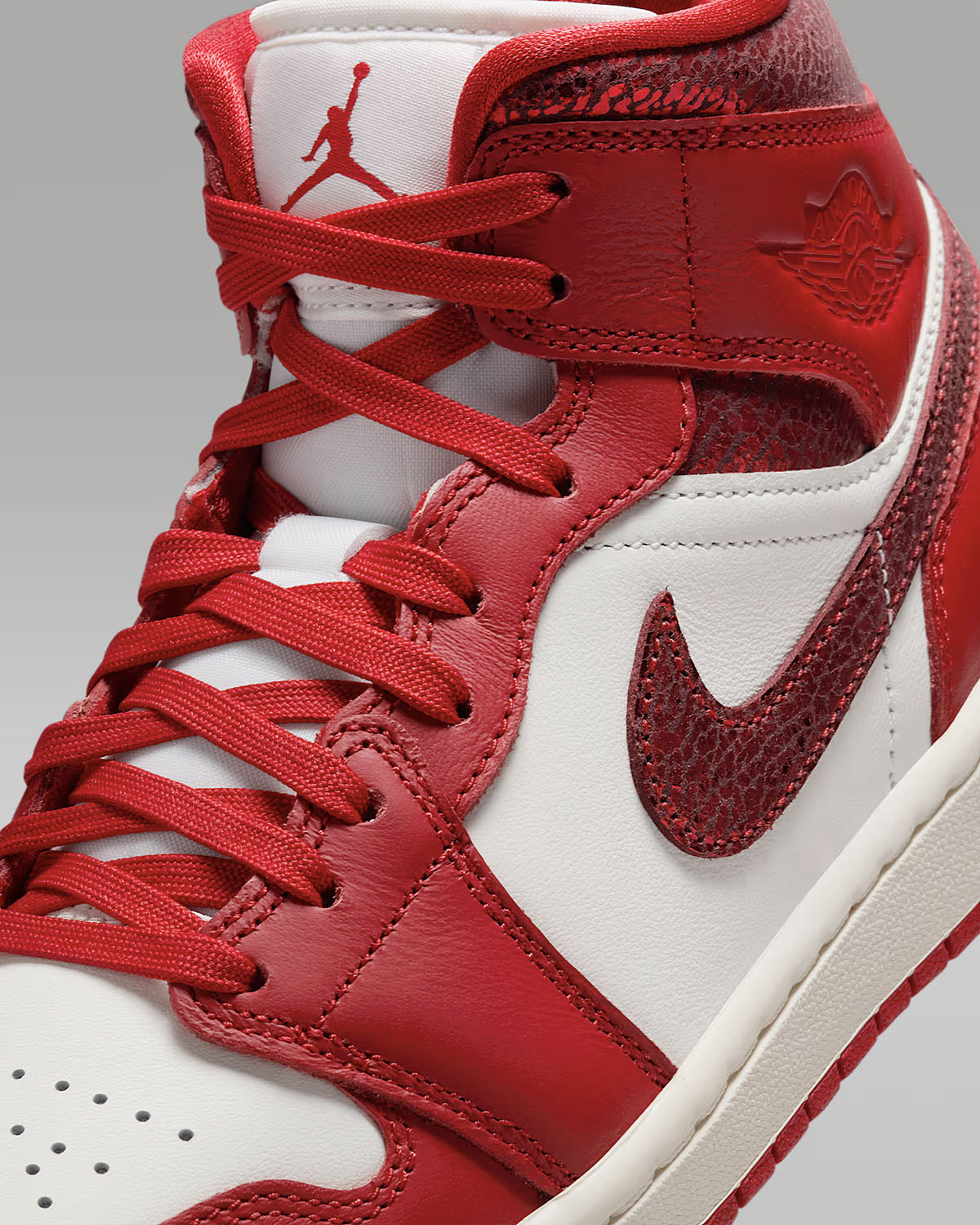 Air Jordan 1 Mid Ruby Sail Varsity Red Sneakers 7