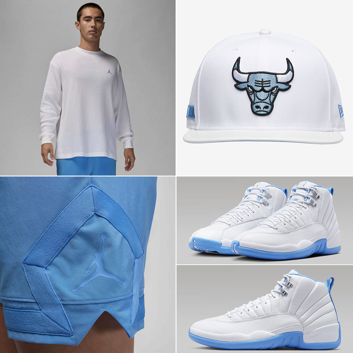 Air Jordan 12 Melo 2025 Outfit Jordan Long Sleeve Shirt Shorts New Era Bulls Snapback Hat to Match Sneakers