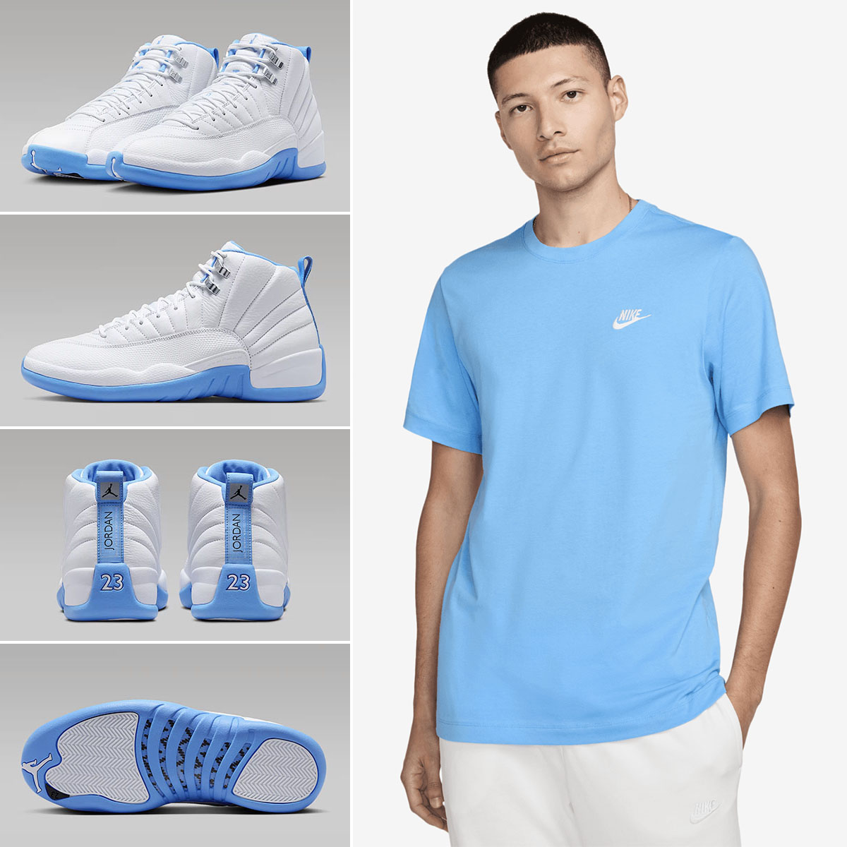 Air Jordan 12 Melo 2025 Sneakers and Nike Club T Shirt University Blue Outfit